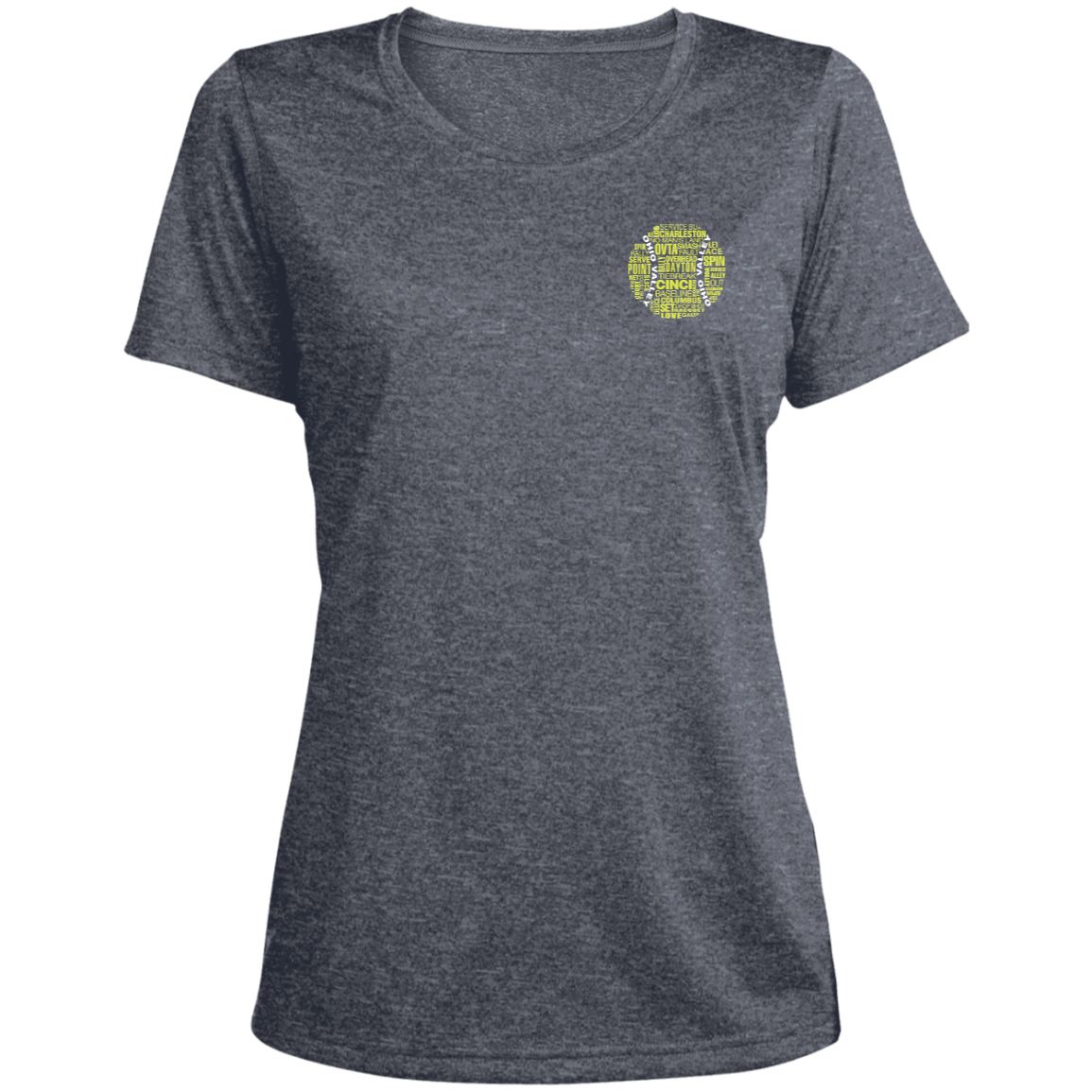 OVTA Tennis Ball Ladies' Heather Scoop Neck Performance Tee