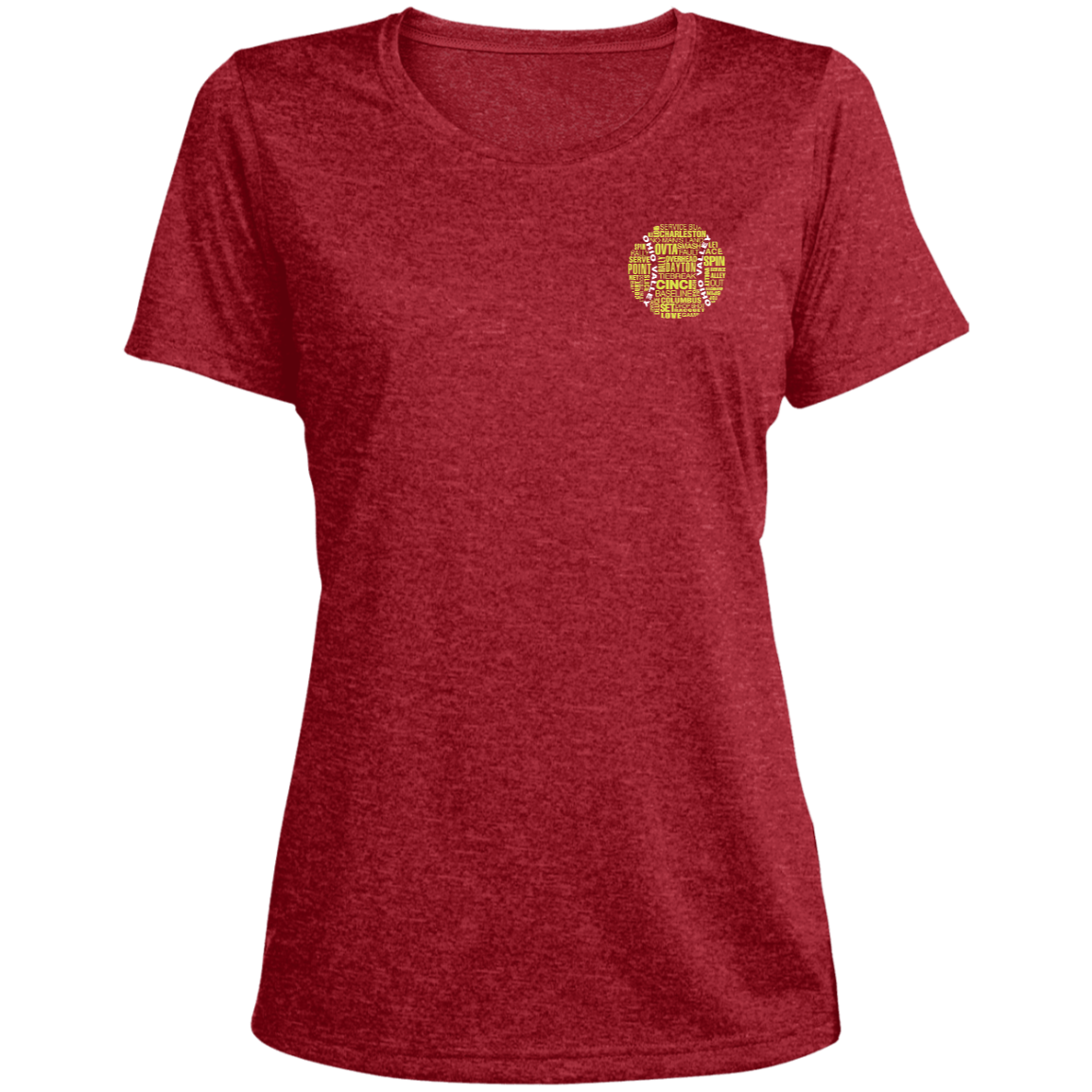 OVTA Tennis Ball Ladies' Heather Scoop Neck Performance Tee