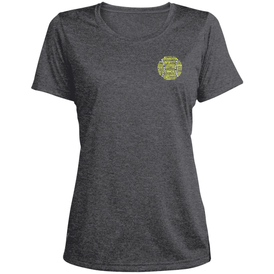 OVTA Tennis Ball Ladies' Heather Scoop Neck Performance Tee