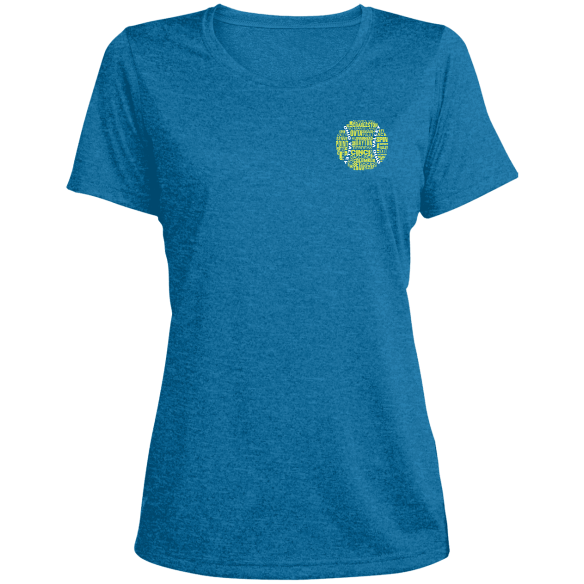 OVTA Tennis Ball Ladies' Heather Scoop Neck Performance Tee