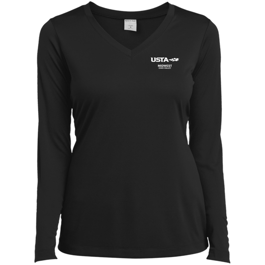 USTA Ladies’ Long Sleeve Performance V-Neck Tee